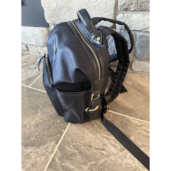 Adrienne Vittadini Women's Black With Gold Zippers Backpack Travel Bag - Picture 7 of 14